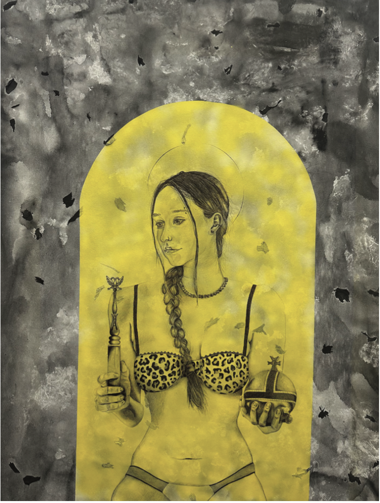 Country of deaf, acrilico e penna su tela, cm 100×93