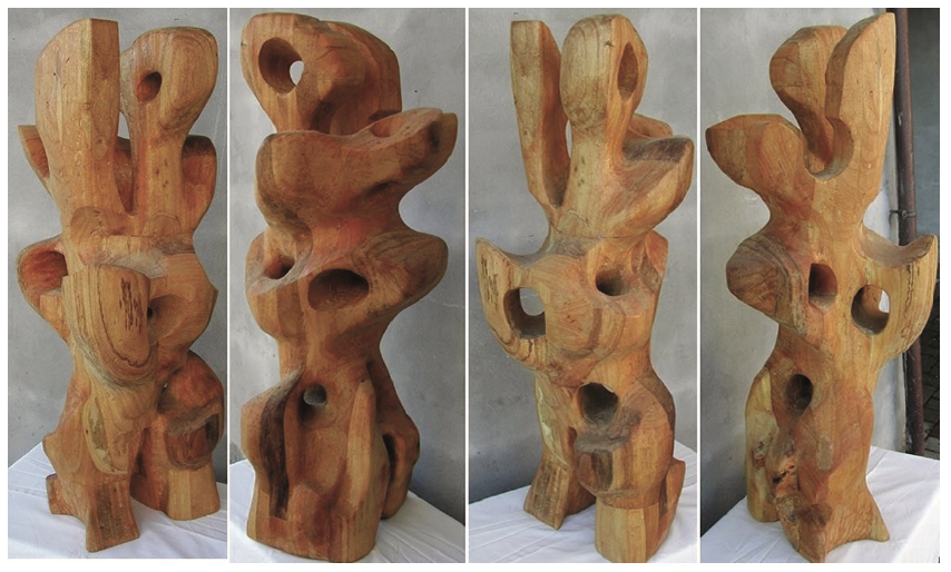 Compenetrazione, legno di Ajous, cm 37x40x103