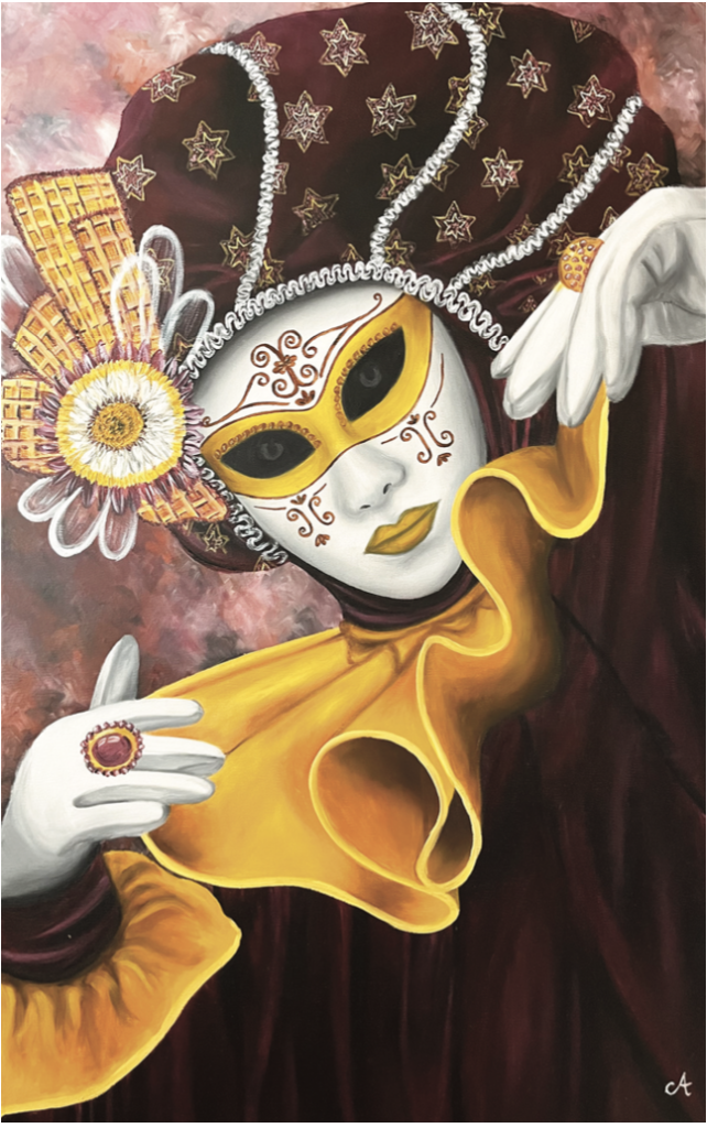 Venetian masks XII, oil on canvas, cm 50×80