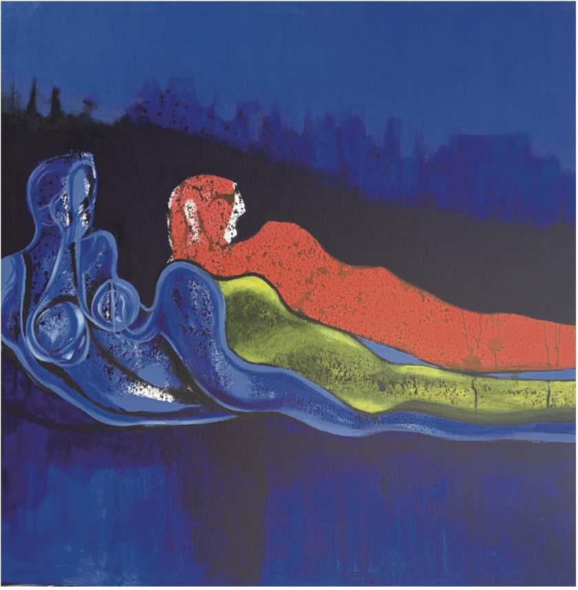 We, the Nile and the Night, acrylic on canvas, cm 100×100