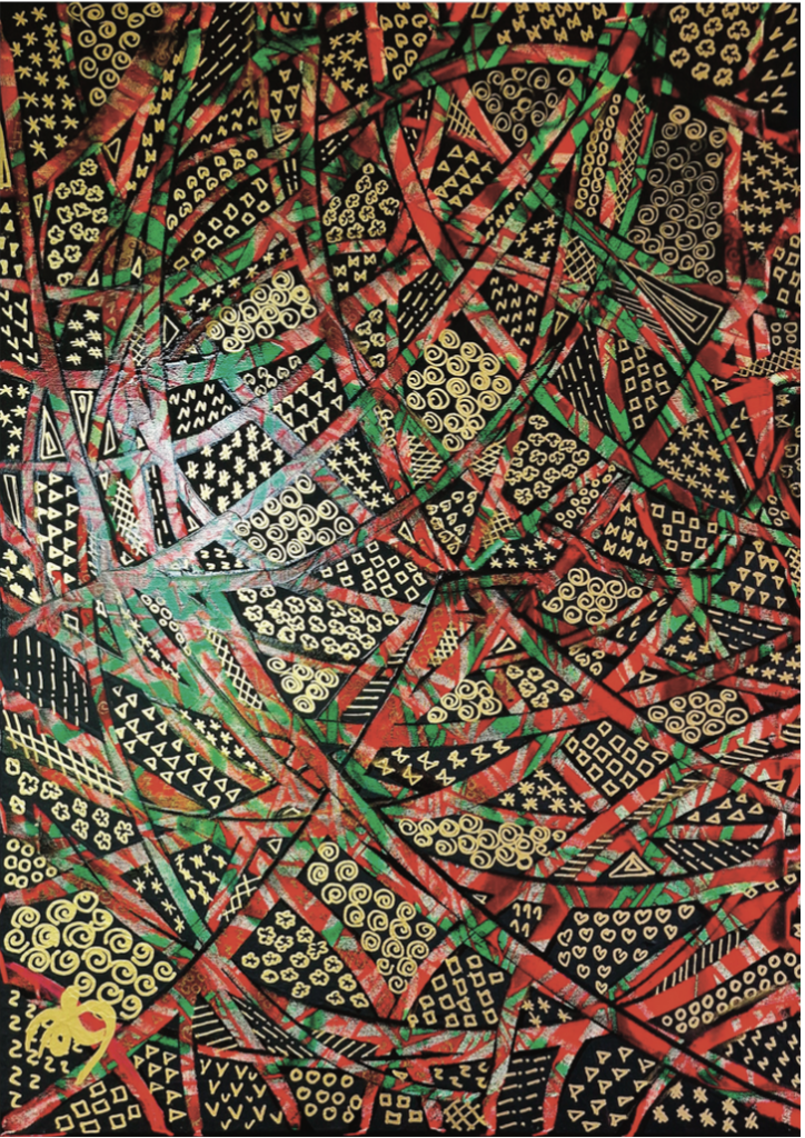 Palimpsest, mixed media on linen, cm 70×50